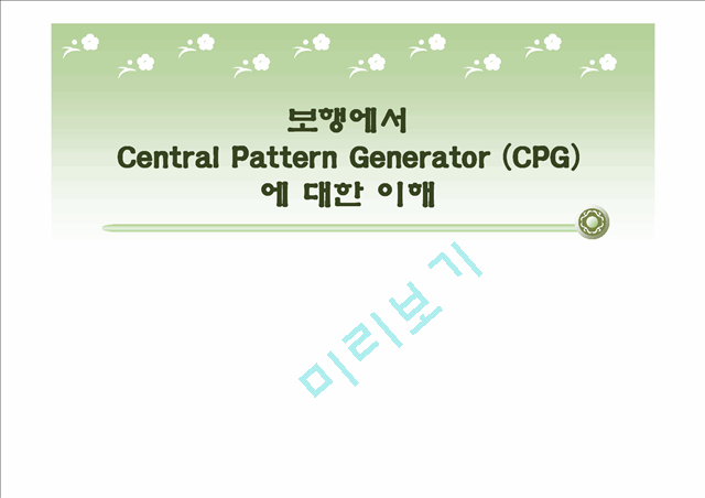 [의학][소아물리치료] 보행에서  Central Pattern Generator [CPG]에 대한 이해   (1 )